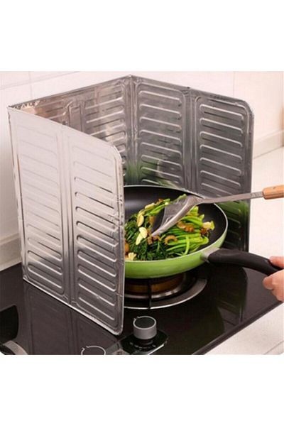 Home Oil Splash-Proof Stove Back Protector, New Model Plug/Slide White 84X32.5 cm