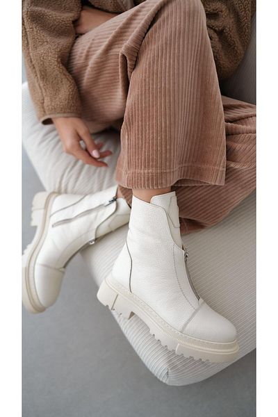 Stilbagshoes Cizme de damă SARA din piele naturală bej - cu fermoar în față