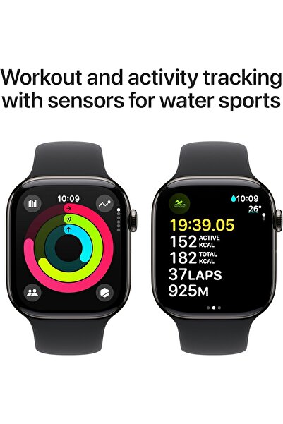 Apple Watch Series 10 GPS + Cellular 46mm Slate Titanium Case with Black Sport Band - M/L
