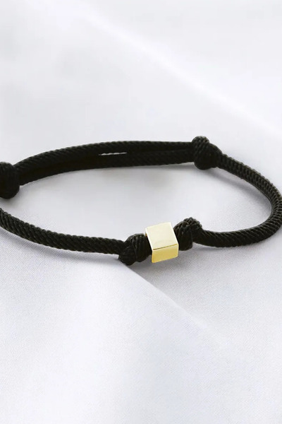 Glorria 14 Ayar Altın Küp Ipli Erkek Bileklik