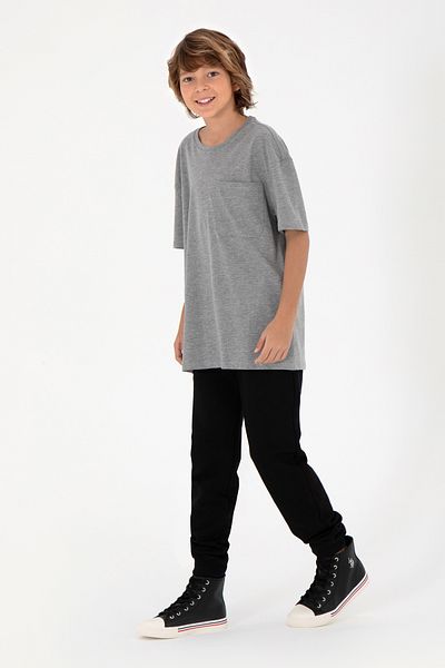 U.S. Polo Assn. Boy's Gray Melange Crew Neck T-Shirt 50295428-Vr086
