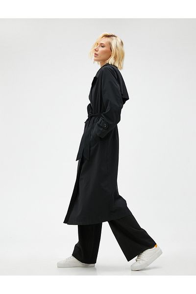 Koton Midi Length Trench Coat Double Breasted Belted