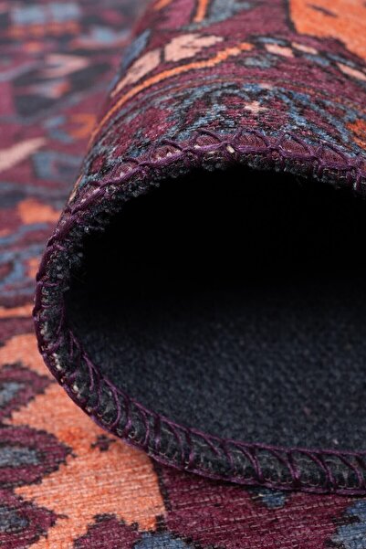 ARTLOOP Folk Vintage Desenli Dokuma Taban Dekoratif Bordo Halı BA 18