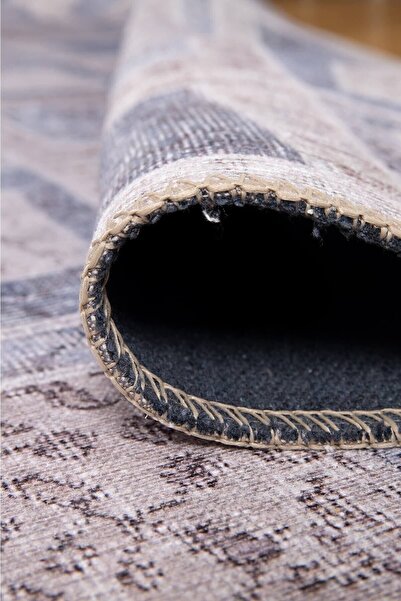 ARTLOOP Folk Patchwork Desenli Dokuma Taban Dekoratif Gri Halı BA 32