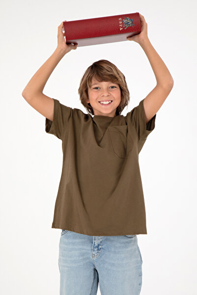 U.S. Polo Assn. Erkek Çocuk Haki Bisiklet Yaka Tiört 50295428-VR027