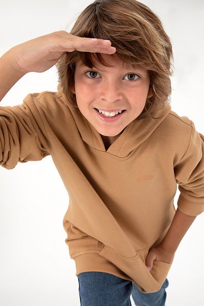 U.S. Polo Assn. Boy's Camel Basic Hooded Sweatshirt 50295161 -Vr015