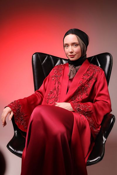 HARİKA WEAR فستان سهرة أحمر مقاس كبير أسطوري جدًا