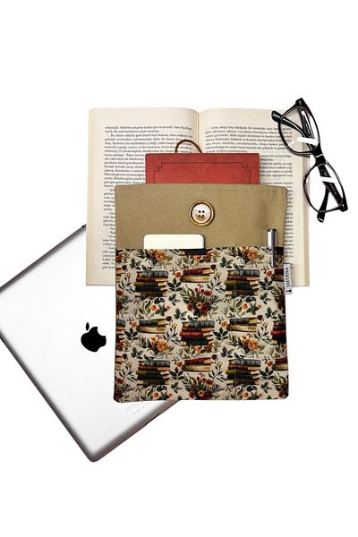 Smyrna Beige Color Multi-Purpose Book and Floral Vases Tablet Case