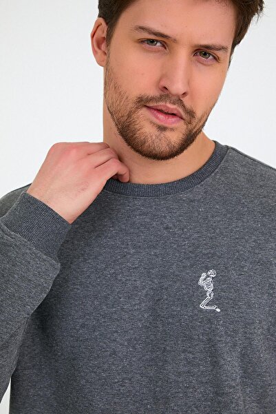 Polo State Ανδρικό φούτερ με 3 κλωστές από βαμβάκι, κανονική εφαρμογή, κεντημένο με λαιμόκοψη ποδηλατικού τύπου