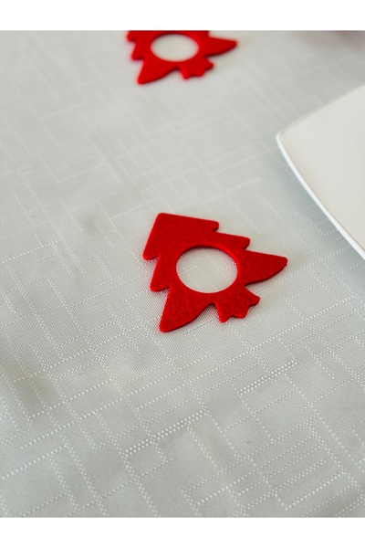 Karter İnovasyon New Year's Themed Napkin Holder Set for 6 - Red Felt