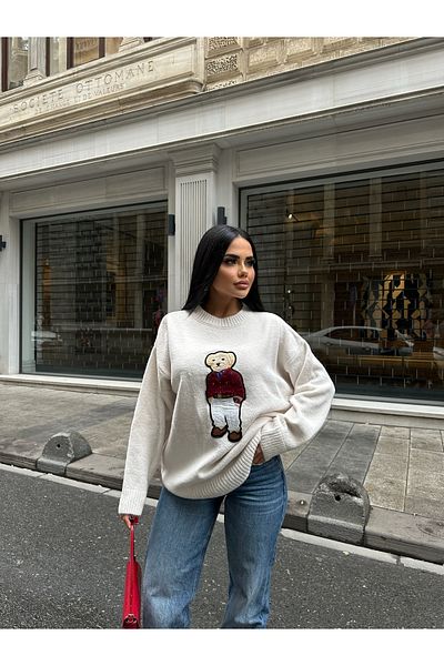 LB Laluna Butik Γυναικείο πουλόβερ αρκουδάκι