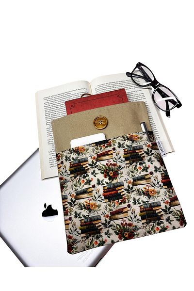 Smyrna Beige Color Multi-Purpose Book and Floral Vases Tablet Case