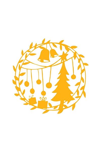 MIGNATIS Christmas Decoration Pine Tree Bell Sticker Pasting 115x115cm - Yellow