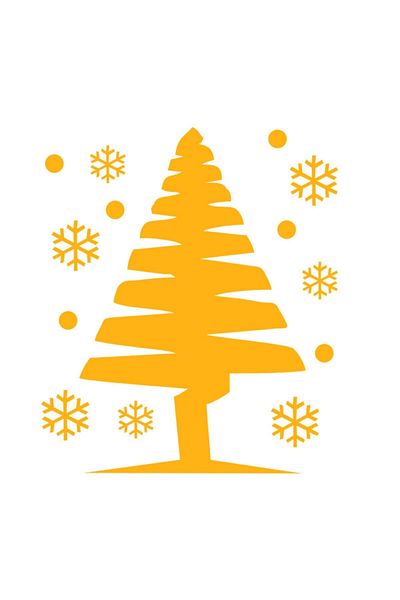 MIGNATIS Yellow Christmas Tree Sticker Decal Decoration Decal 42x50cm