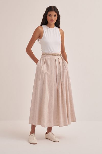 EBU Prive Women's Organic Cotton Skirt - Pleated and Gray