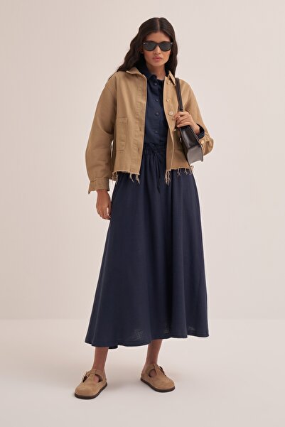 EBU Prive Γυναικεία φούστα από οργανικό βαμβάκι με λεπτομέρεια ραφής σε μπλε ναυτικό