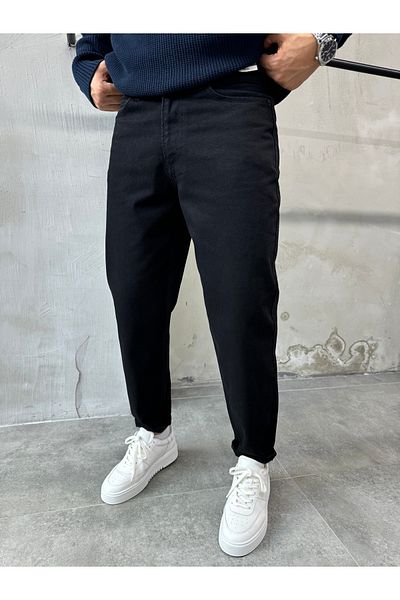 DİFRANSEL Ανδρικό άνετο μαύρο παντελόνι Boyfriend