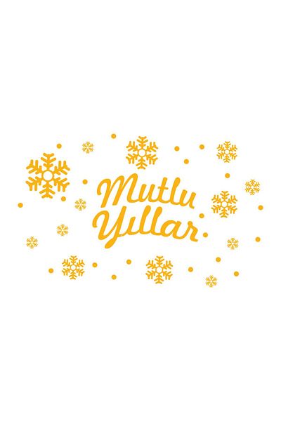 MIGNATIS Christmas Decorations Happy New Year Snowflakes Display Case Glass Showcase Arrangement 76x115 Cm - Yellow