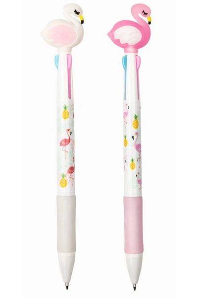 Mikro Powder Pink Flamingo 3 Color Multi Ballpoint Pen 1 Piece