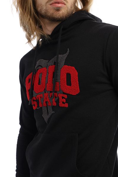 Polo State Men's Polo State Sweatshirt Embroidered Hooded Sweat Black