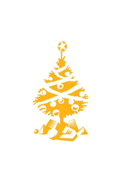 MIGNATIS Christmas Decorations Pine Tree And Gift Sticker 27x50 cm - Yellow