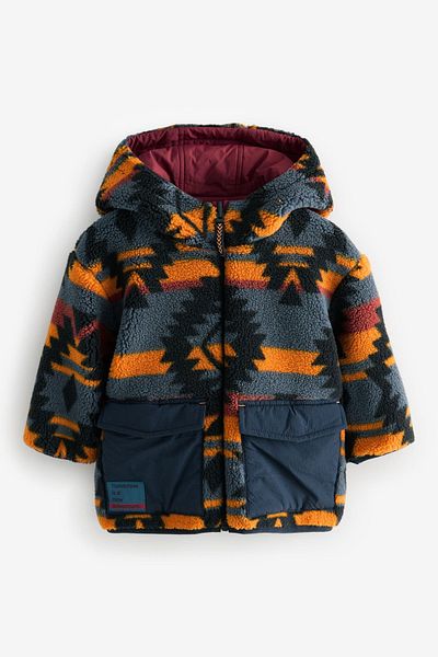 Next Baby Burgundy Red - Reversible Double Sided Borg Jacket