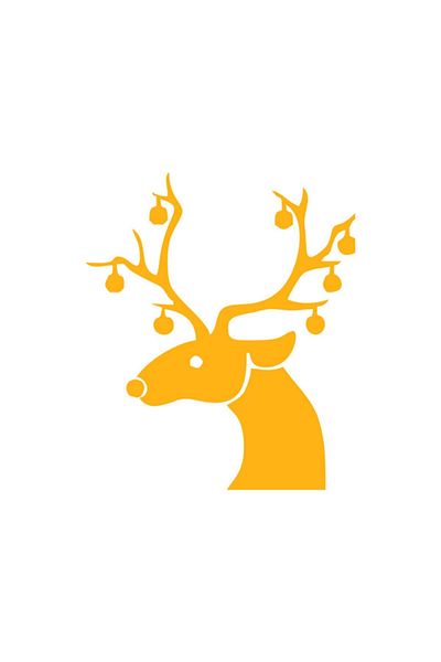 MIGNATIS New Year's Decorations Horned Deer Head Decoration Display Sticker 42x50cm - Yellow