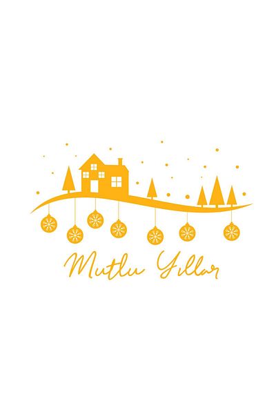 MIGNATIS Christmas Decorations Houses And Happy New Year Shop Window Decal 76x115 Cm - Yellow