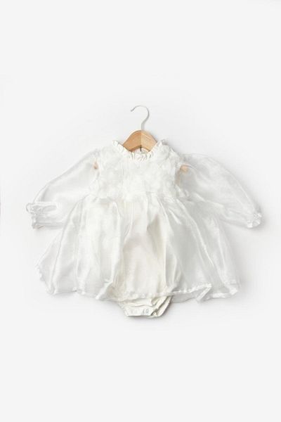 Le Mabelle Rose Detailed Baby Girl Dress with White Tulle Skirt - Ophelia