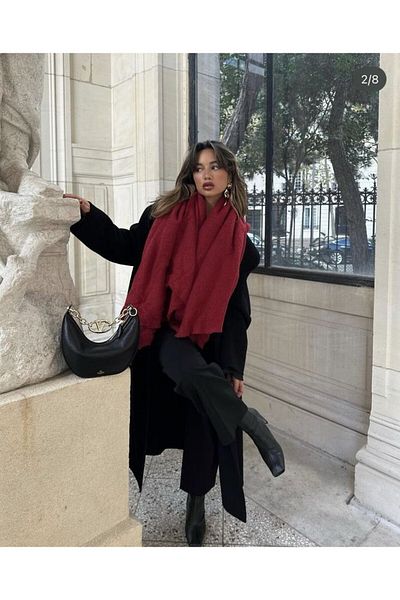 SHClothing accessories Soft Textured Burgundy Scarf
