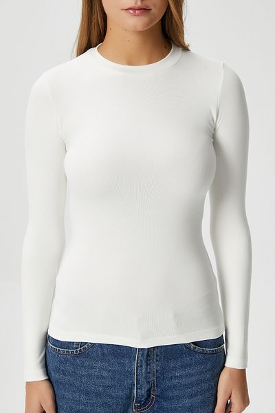 Ritnice Women's Lux Touch Soft Texture Ecru Blouse