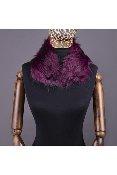 Yarnart Guler de blană artificială de culoare burgundă - Blană de rulare completă Burgundy-03