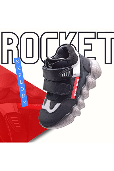 kids A more Rocket Çift Cırtlı Hakiki Deri Erkek Çocuk Bot Siyah