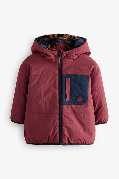 Next Baby Burgundy Red - Reversible Double Sided Borg Jacket