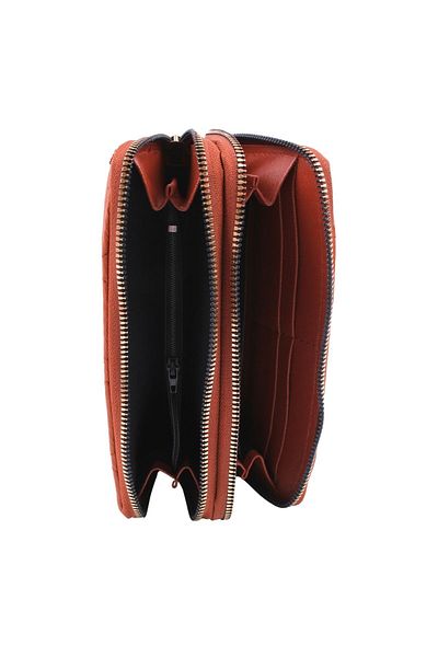 GALB LEATHER Дамски портфейл с голям размер - 3 ципа, отделения за монети, 8 отделения за карти, 20X12 см ръчно портфолио