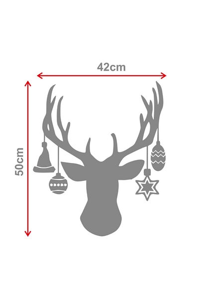MIGNATIS Christmas Decorations Deer Head Decoration Glass Sticker 42x50cm - Yellow