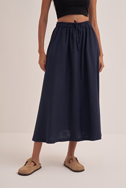EBU Prive Γυναικεία φούστα από οργανικό βαμβάκι με λεπτομέρεια ραφής σε μπλε ναυτικό