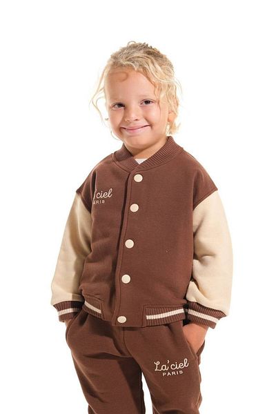 La ciel Paris Brown Children's Winter 3 Thread Cotton Bomber Jacket Tracksuit Bottom-Top Suit