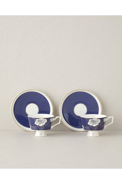 English Home Evelina New Ottoman 4-Piece 2-Person Coffee Cup Set - 90 ml Dark Blue