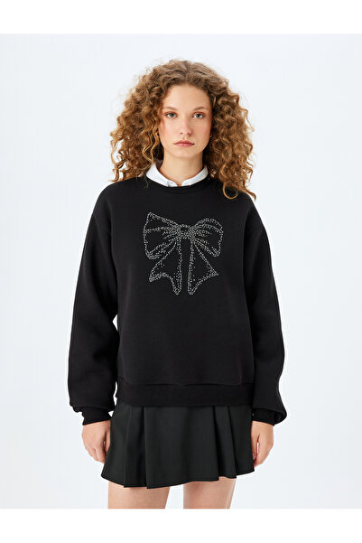 Koton Mikina s dlouhým rukávem s dlouhým rukávem a štrasovým potiskem