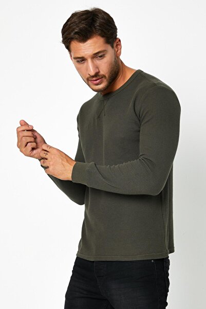 Polo State Μακρυμάνικο μπλουζάκι με βασική εφαρμογή Erkrk Waffle Special Textured Fabric