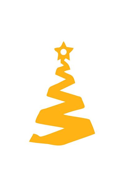 MIGNATIS Christmas Tree with a Star on the Hill Sticker 31x50cm - Yellow