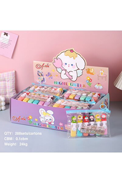 MAVIGOK Sevimli Tatlım mini renkli göz koruma fosforlu kalem(6'lı set)