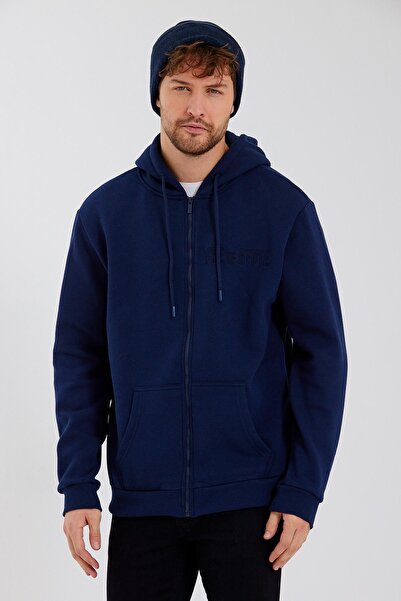 Polo State سويت شيرت إيج أوف ستيت مطرز بسحاب 3 خيوط باللون الأزرق الداكن