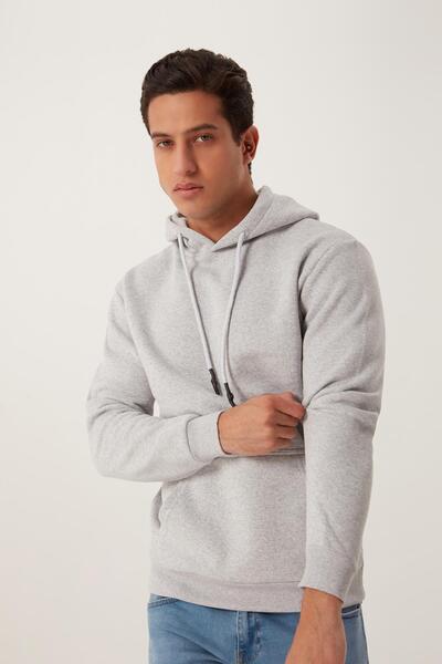 Polo State Ανδρικό φούτερ Basic Kangaroo Pocket με 3 κλωστές με κουκούλα γκρι