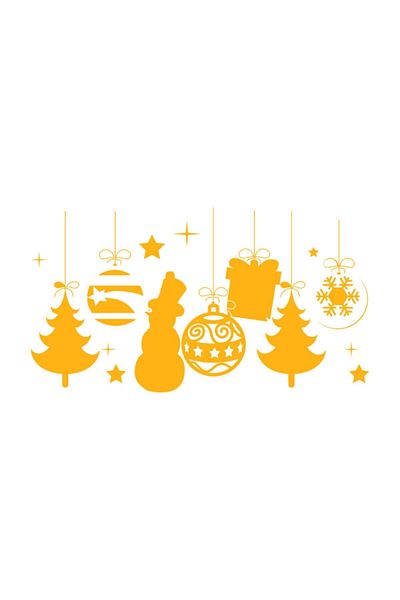 MIGNATIS Christmas Decorations Snowflake Snowman Sticker 62x115cm - Yellow