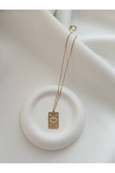 minnejewelry Çelik Kolye - Çelik Künye Kolye - Çelik Nazar Boncuk Kolye