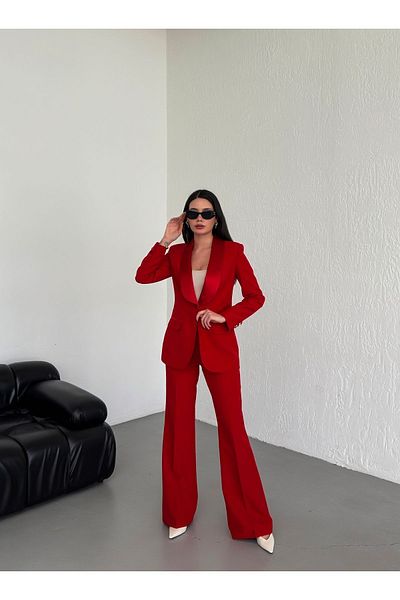 Vuntal BUTİK Satin shawl collar double suit Blazer