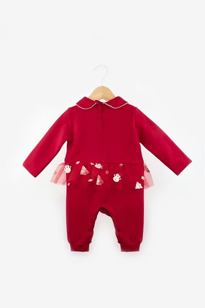 Le Mabelle Red Penguin Printed Baby Girl Christmas Jumpsuit - Neva