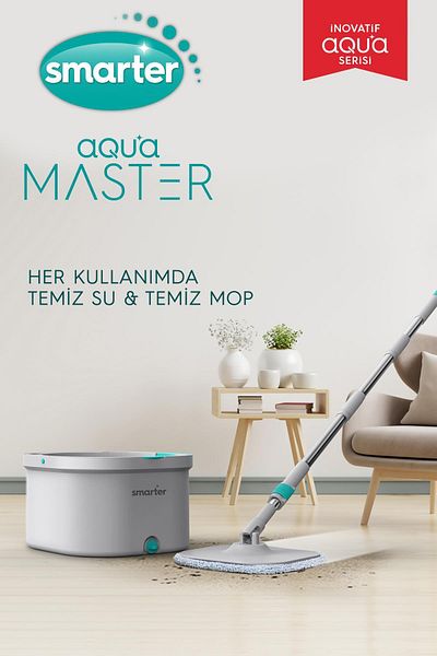 SMARTER Aqua Master Cleaning Set - Triangle Apparatus, Water Separation Mop, Mop and Glass Wiper